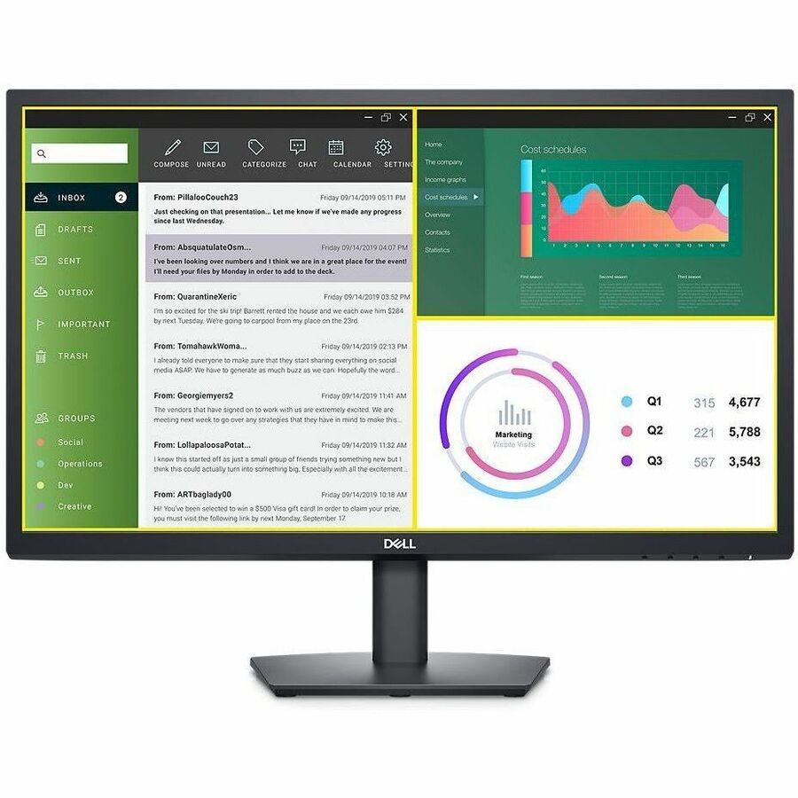 Dell E2423H 24" Class Full HD LED Monitor - 16:9 - Black - 7062635