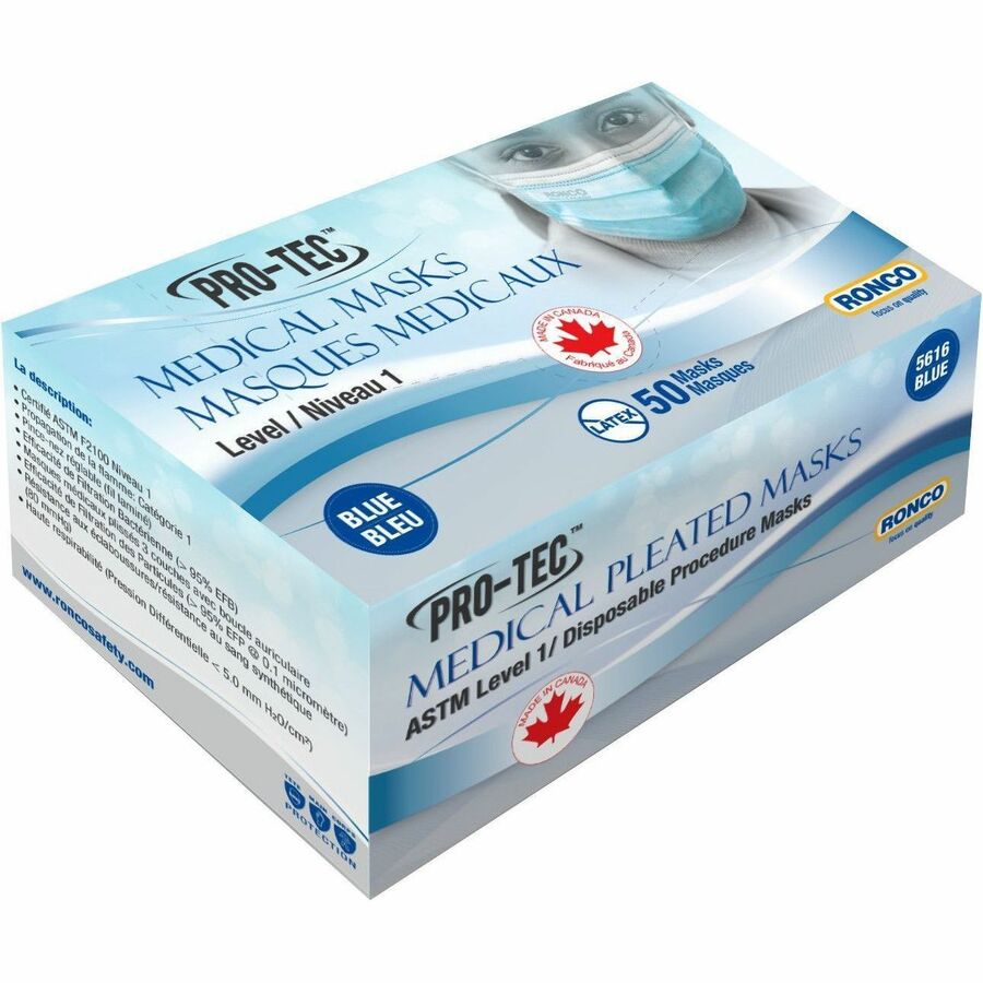 RONCO 3 Ply Pleated Medical Mask, ASTM Level 1 - 5616