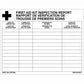 First Aid Central Inspection Report Card (Sticker), 14x11cm