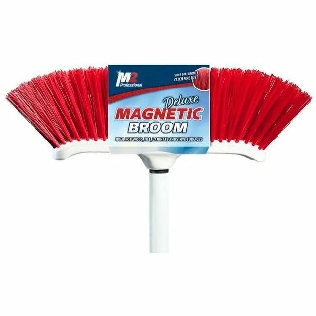 M2 Professional Venus Curved Magnetic Broom with 48" Metal Handle - Red