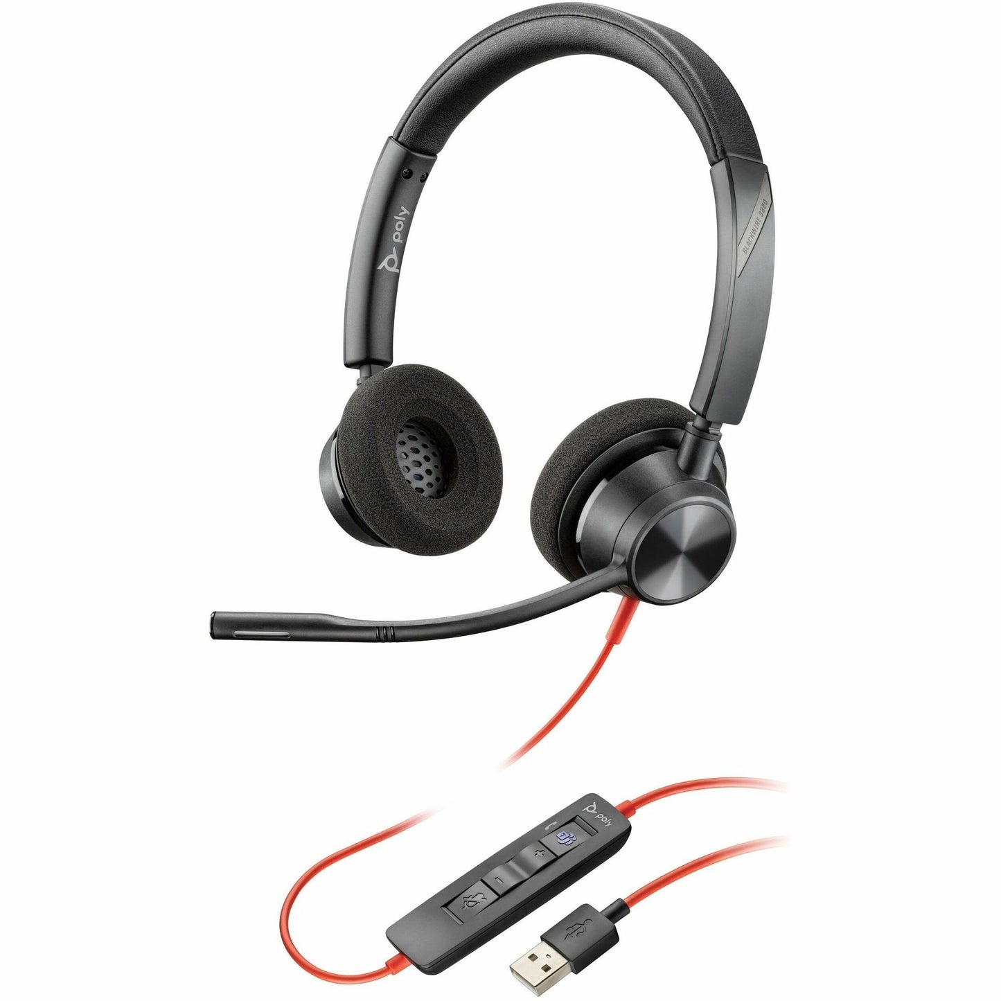 Poly Blackwire 3320 Stereo Microsoft Teams Certified USB-C Headset +USB-C/A Adapter