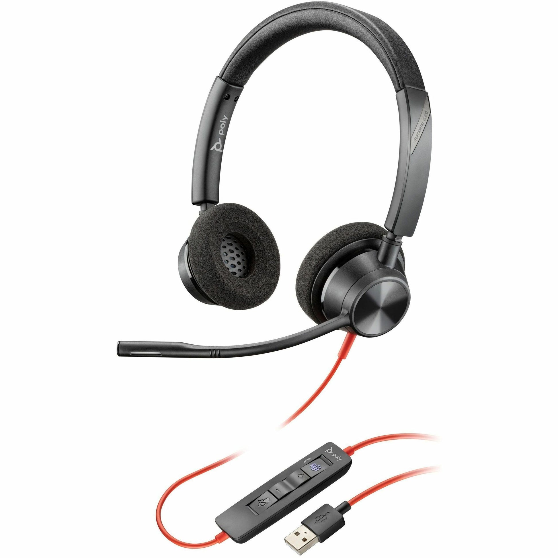 Poly Blackwire 3320 Stereo Microsoft Teams Certified USB-C Headset +USB-C/A Adapter