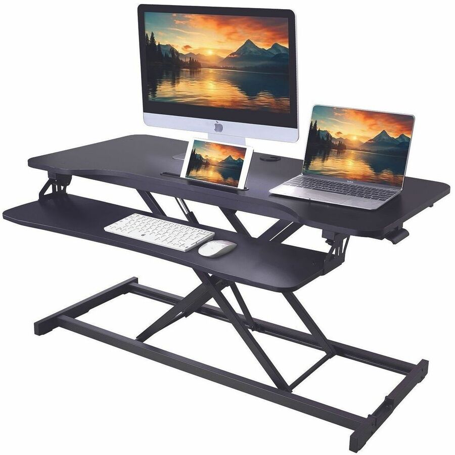 Rocelco 43" Sit-to-Stand Hi-Lift Adjustable Desk Riser - RVADRB43