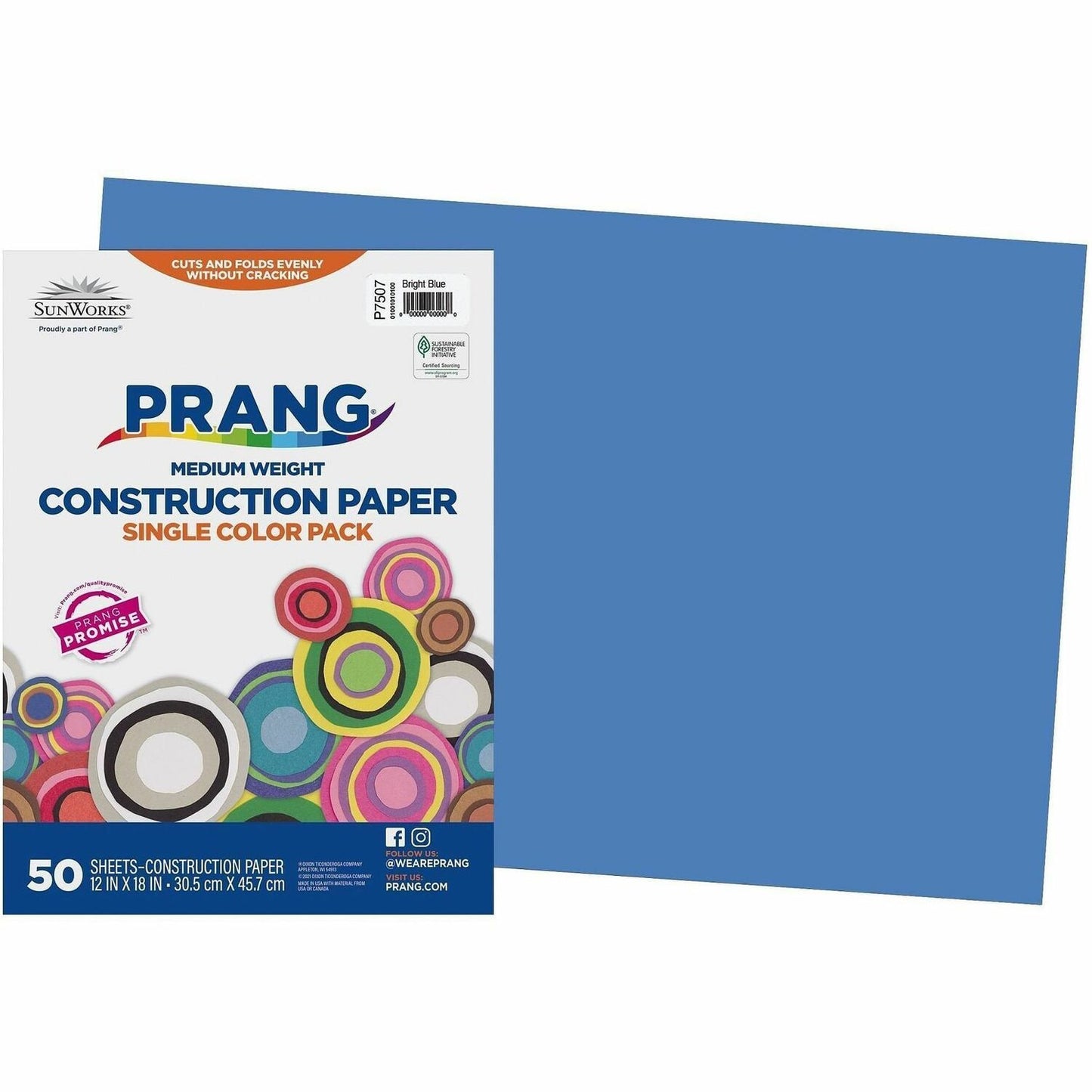 Prang Construction Paper, Bright Blue, 12" x 18" , 50 Sheets