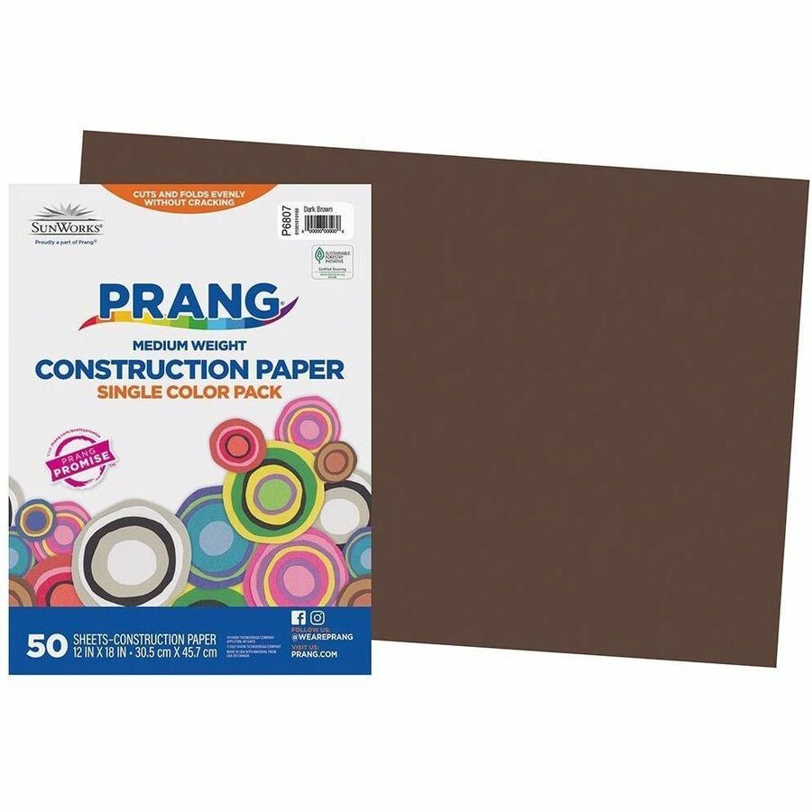 Prang Construction Paper, Dark Brown, 12" x 18" , 50 Sheets