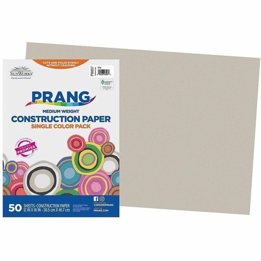 Prang Construction Paper, Gray, 12" x 18" , 50 Sheets