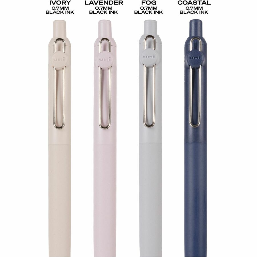 uniball™ Zento Retractable Liquid Gel Pens, Medium Point (0.7mm), Muted, Black, Dozen - 70663
