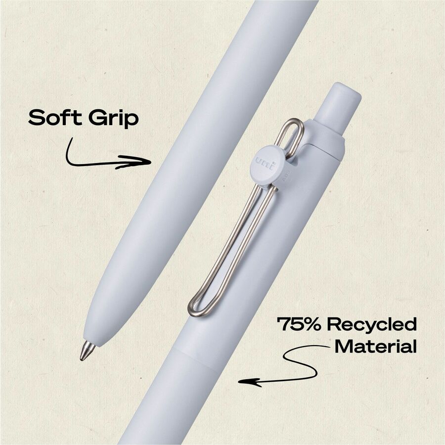 uniball™ Zento Retractable Liquid Gel Pens, 0.7mm Medium Point, Black Ink, Muted Barrel Colors, 12 Count - 70663