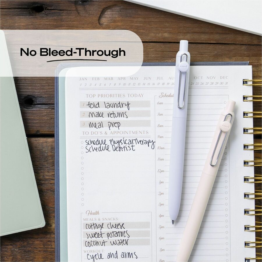 uniball™ Zento Retractable Liquid Gel Pens, 0.7mm Medium Point, Black Ink, Muted Barrel Colors, 12 Count - 70663