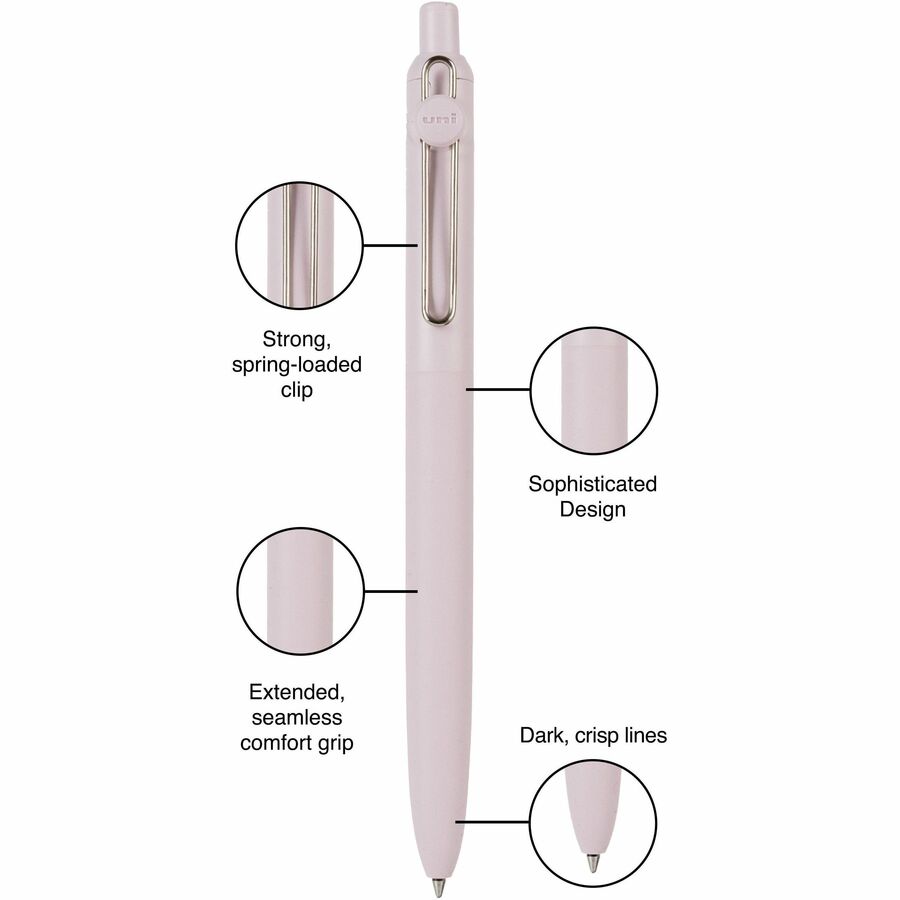 uniball™ Zento Retractable Liquid Gel Pens, Medium Point (0.7mm), Muted, Black, Dozen - 70663