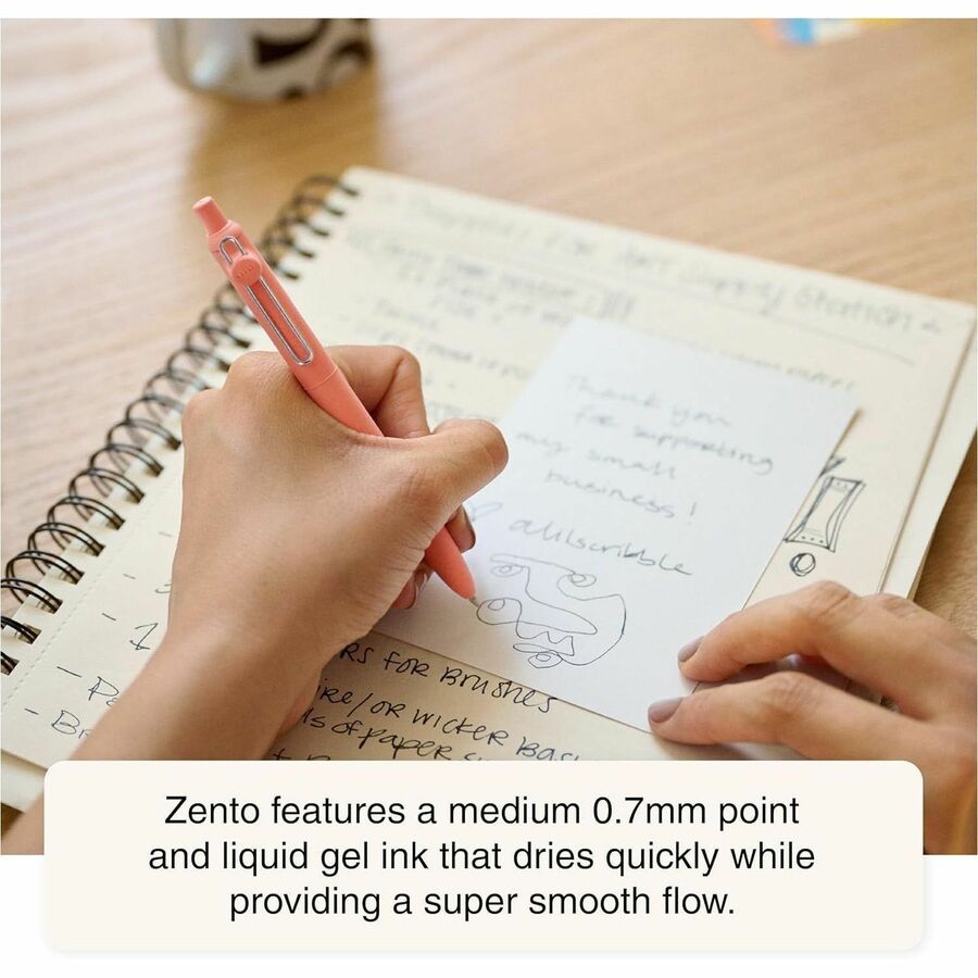 uniball™ Zento Retractable Liquid Gel Pens, Medium Point (0.7mm), BOHO, Black, Dozen - 70660