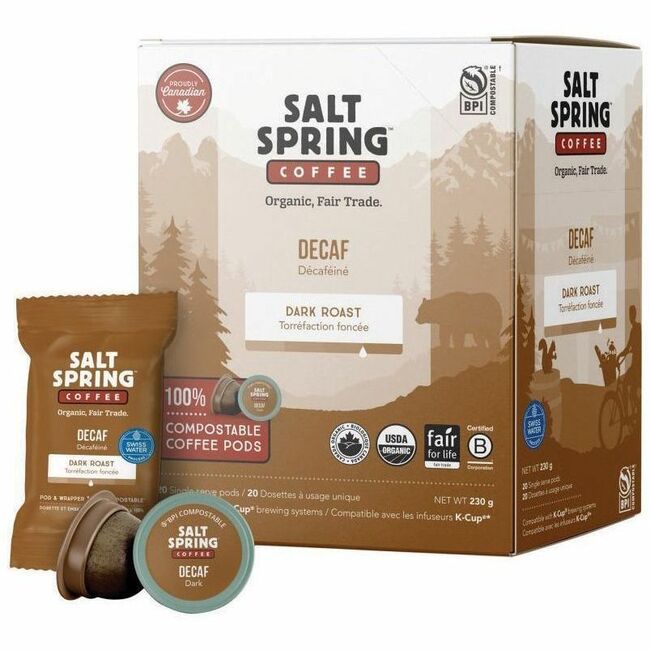 Salt Spring Pod Decaf Compostable Coffee Pods-Dark Roast