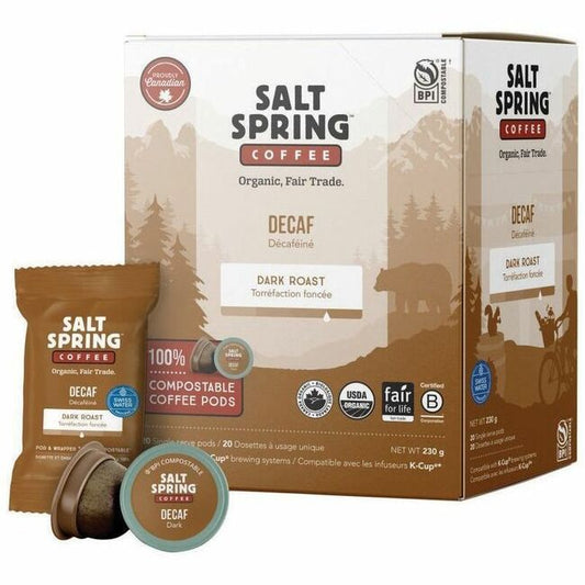 Salt Spring Pod Decaf Compostable Coffee Pods-Dark Roast