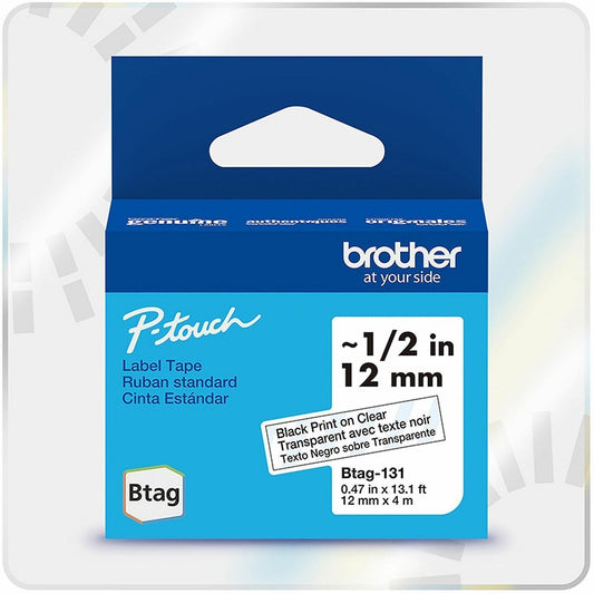 Brother P-touch BTAG-131 Black on Clear Label Tape