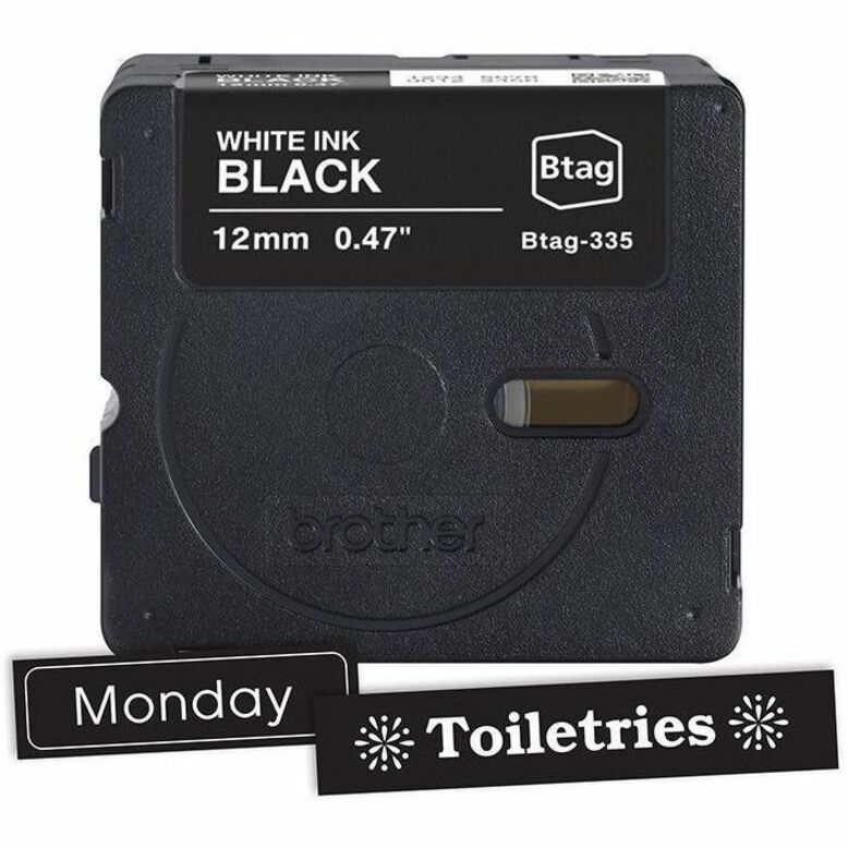 Brother P-touch BTAG-335 White on Black Label Tape - BTAG335