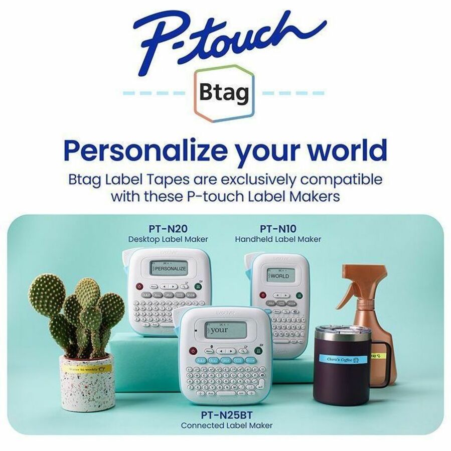 Brother P-touch BTAG-233 Blue on White Label Tape - BTAG233