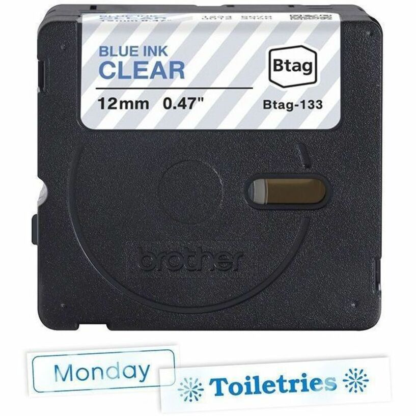 Brother P-touch BTAG-133 Blue on Clear Label Tape - BTAG133