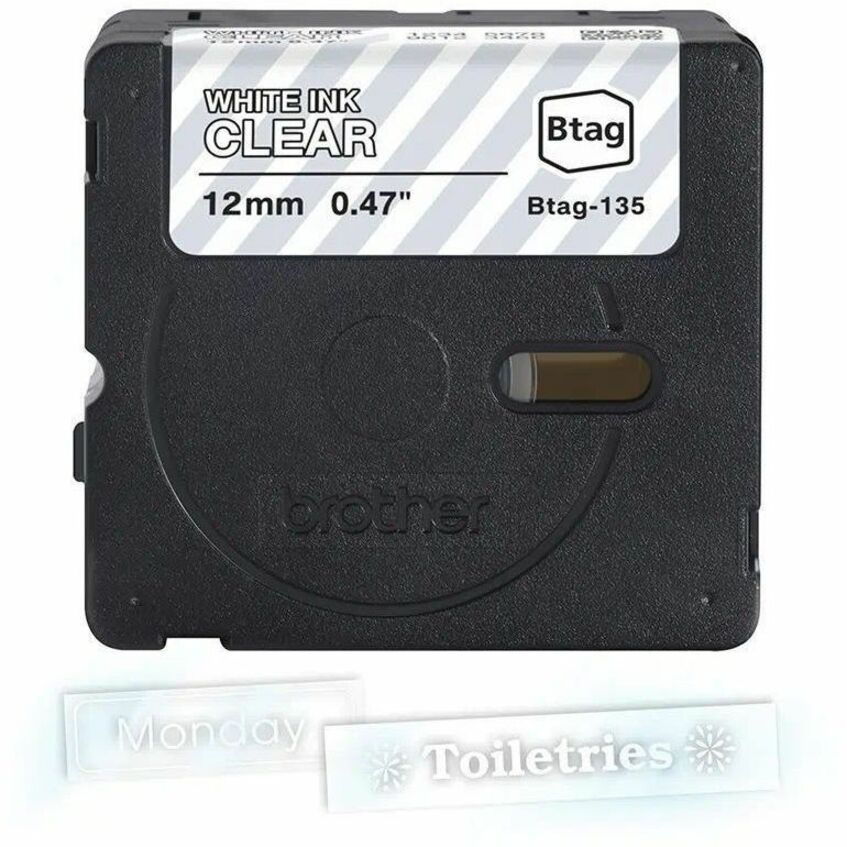 Brother P-touch BTAG-135 White on Clear Label Tape - BTAG135