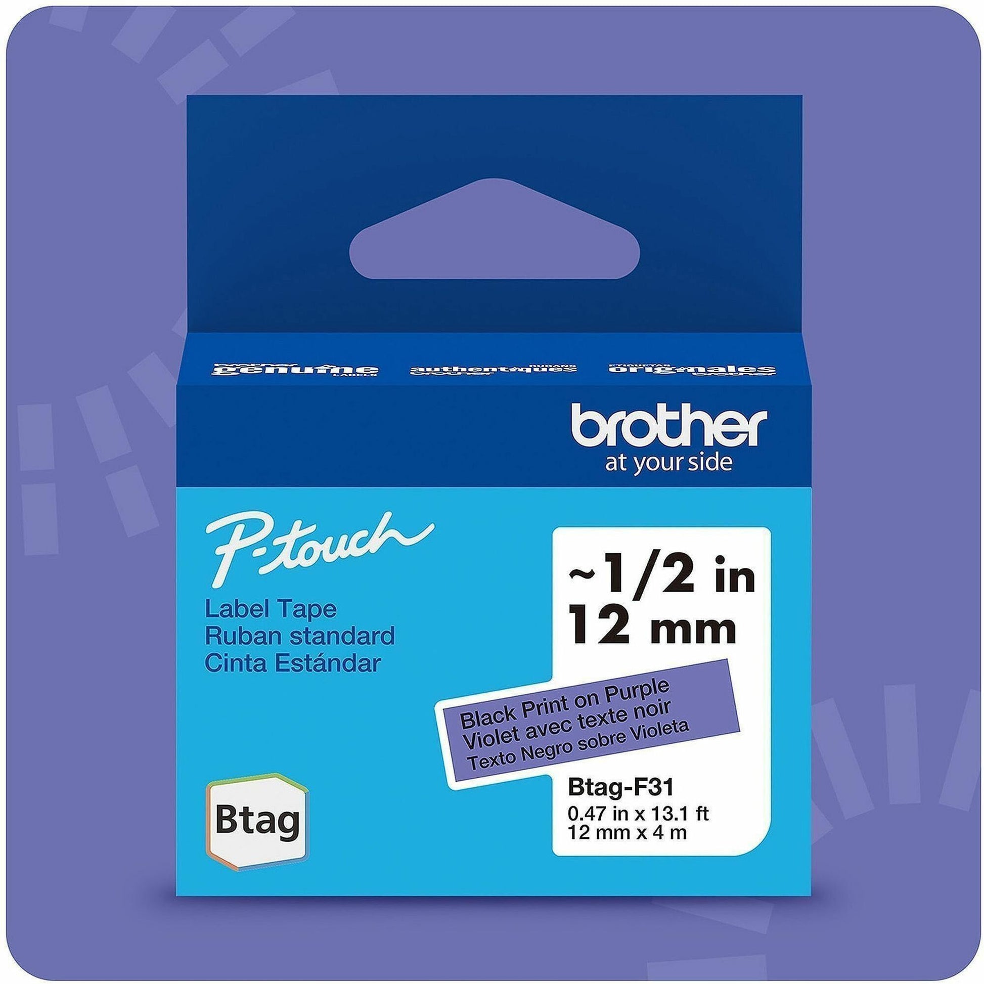 Brother P-touch BTAG-F31 Black on Purple Label Tape