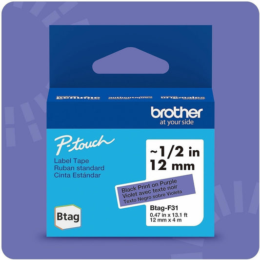 Brother P-touch BTAG-F31 Black on Purple Label Tape