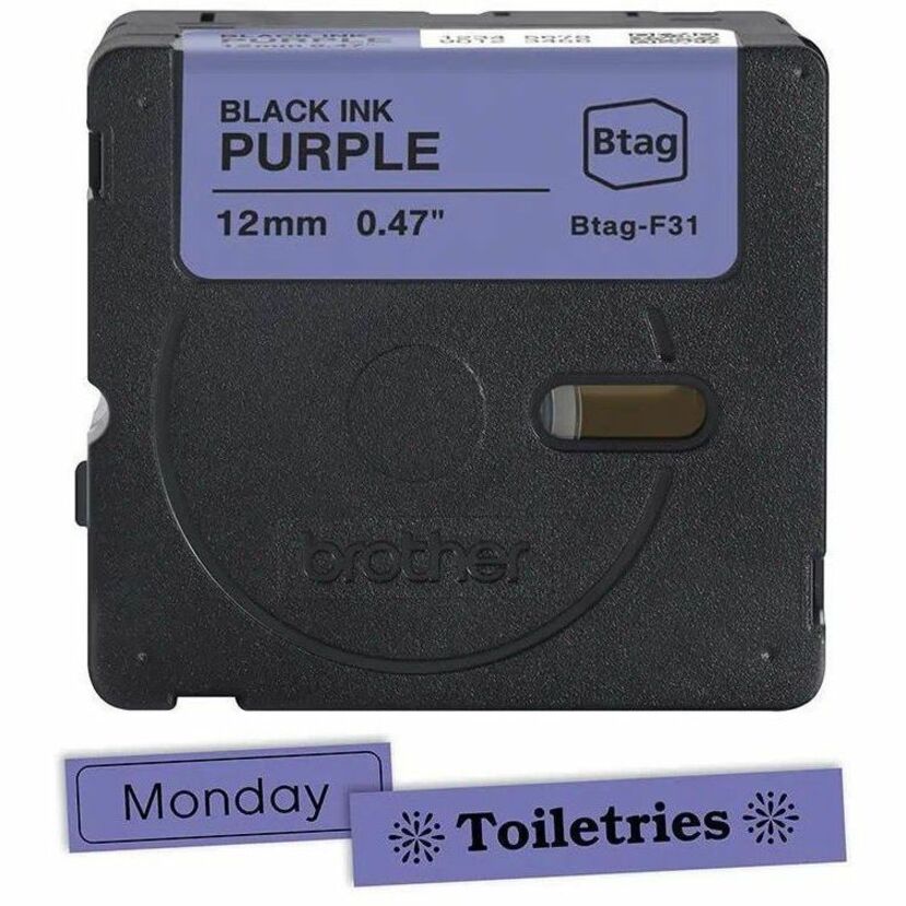 Brother P-touch BTAG-F31 Black on Purple Label Tape - BTAGF31