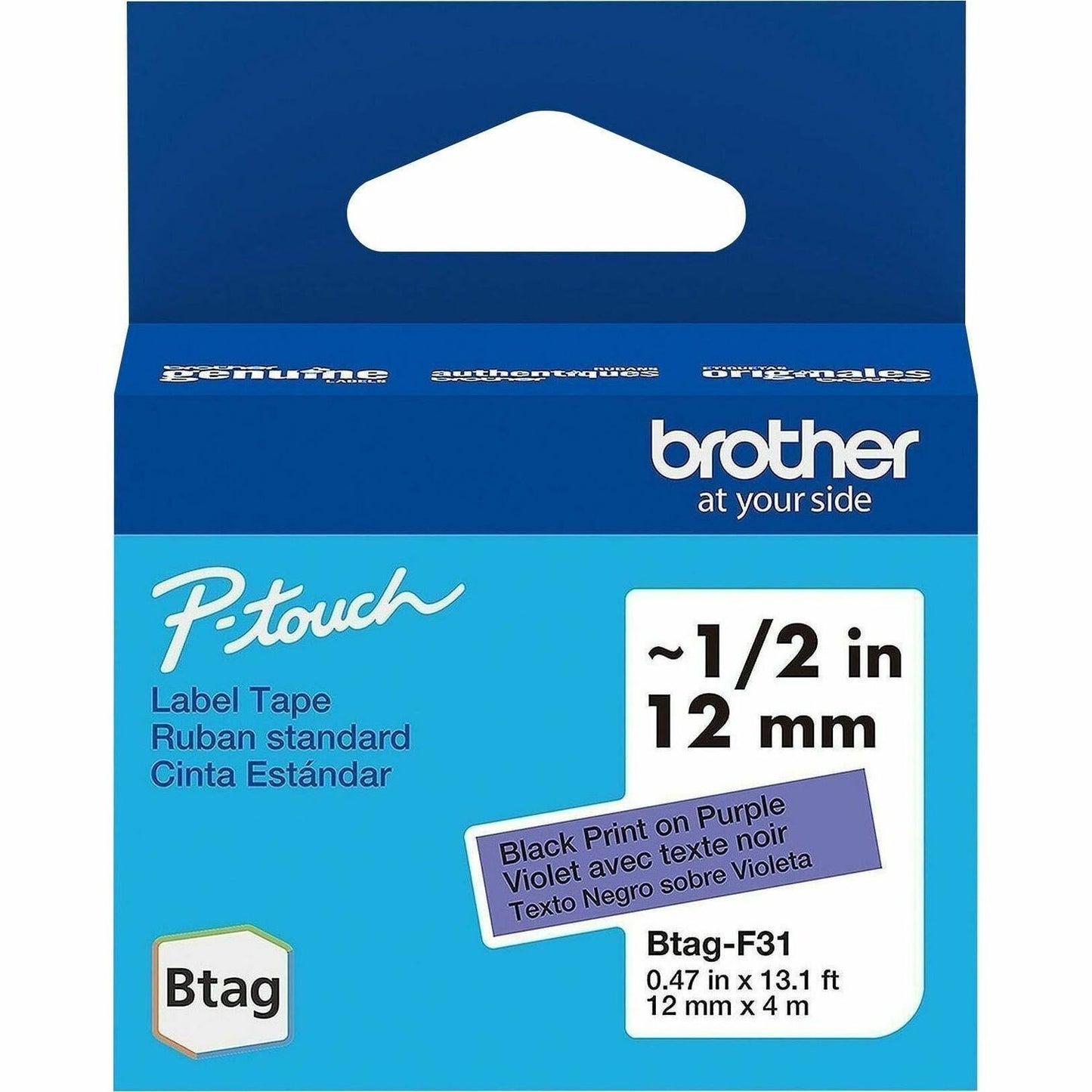 Brother P-touch BTAG-F31 Black on Purple Label Tape