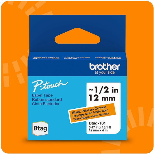 Brother P-touch BTAG-T31 Black on Orange Label Tape