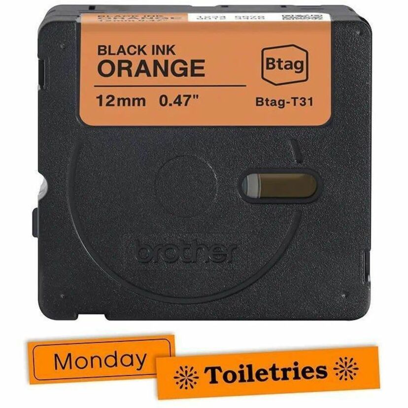 Brother P-touch BTAG-T31 Black on Orange Label Tape - BTAGT31
