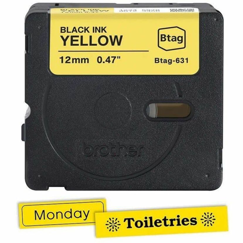 Brother P-touch BTAG-631 Black on Yellow Label Tape - BTAG631
