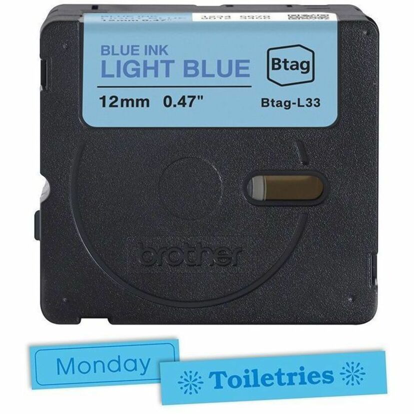 Brother P-touch BTAG-L33 Blue on Light Blue Label Tape - BTAGL33