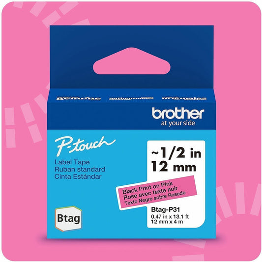 Brother P-touch BTAG-P31 Black on Pink Label Tape
