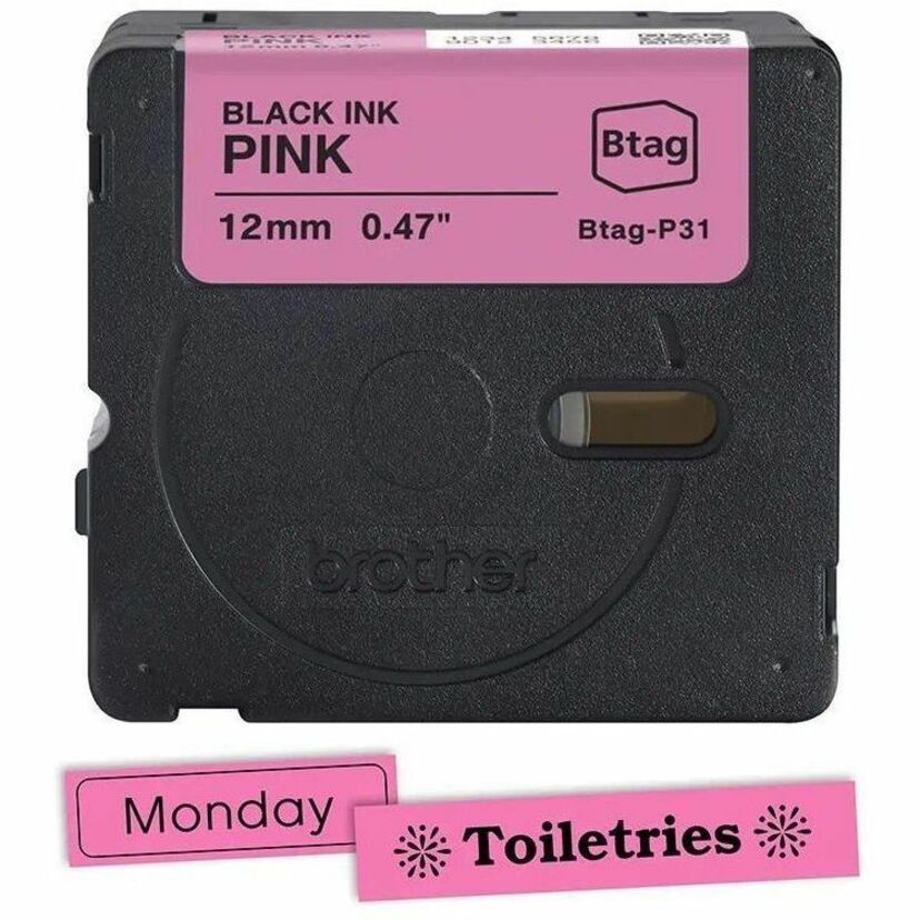 Brother P-touch BTAG-P31 Black on Pink Label Tape - BTAGP31