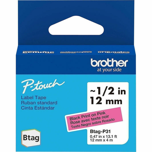 Brother P-touch BTAG-P31 Black on Pink Label Tape