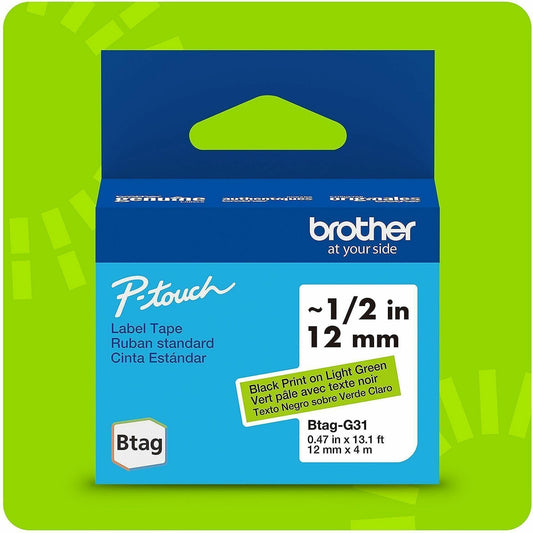 Brother P-touch BTAG-G31 Black on Light Green Label Tape