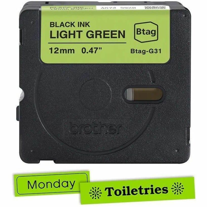 Brother P-touch BTAG-G31 Black on Light Green Label Tape - BTAGG31