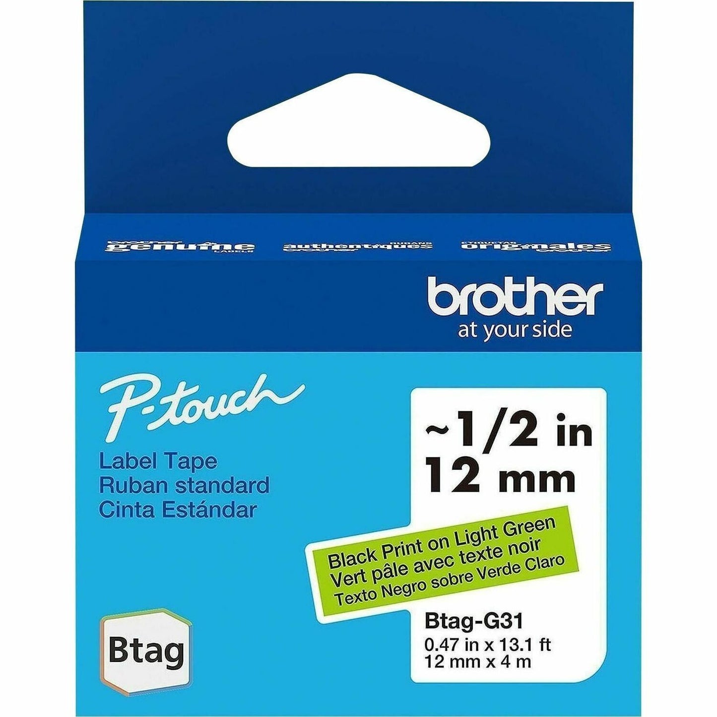 Brother P-touch BTAG-G31 Black on Light Green Label Tape