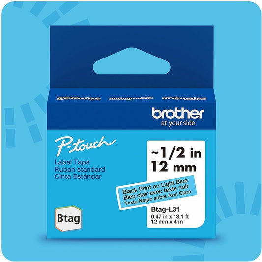 Brother P-touch BTAG-L31 Black on Light Blue Label Tape