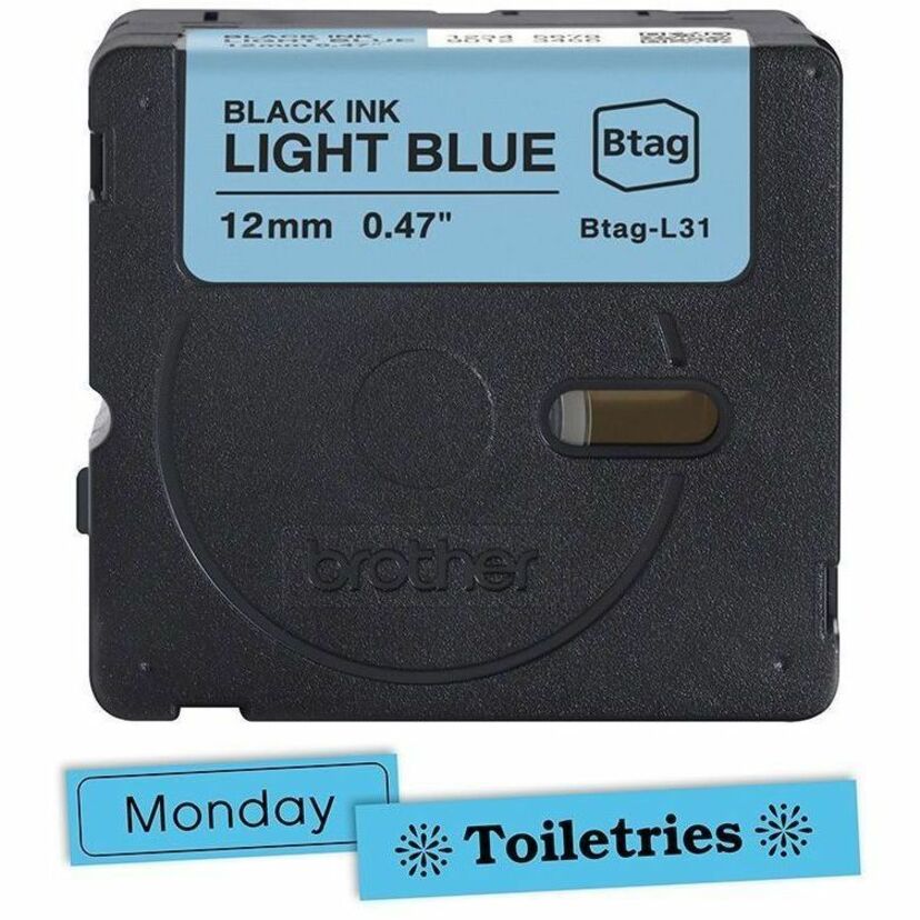 Brother P-touch BTAG-L31 Black on Light Blue Label Tape - BTAGL31