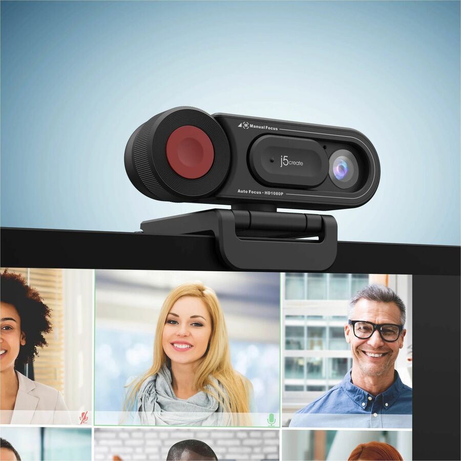 j5create JVU250 Webcam - 2 Megapixel - 30 fps - Black - USB Type A/USB Type C - 1 Each - JVU250