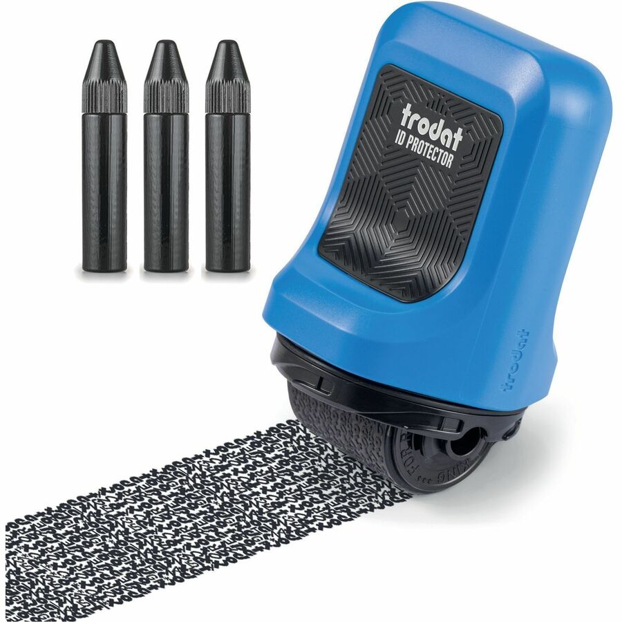 Trodat ID Protector Roller Stamp Blue Body with Black Ink - 205578