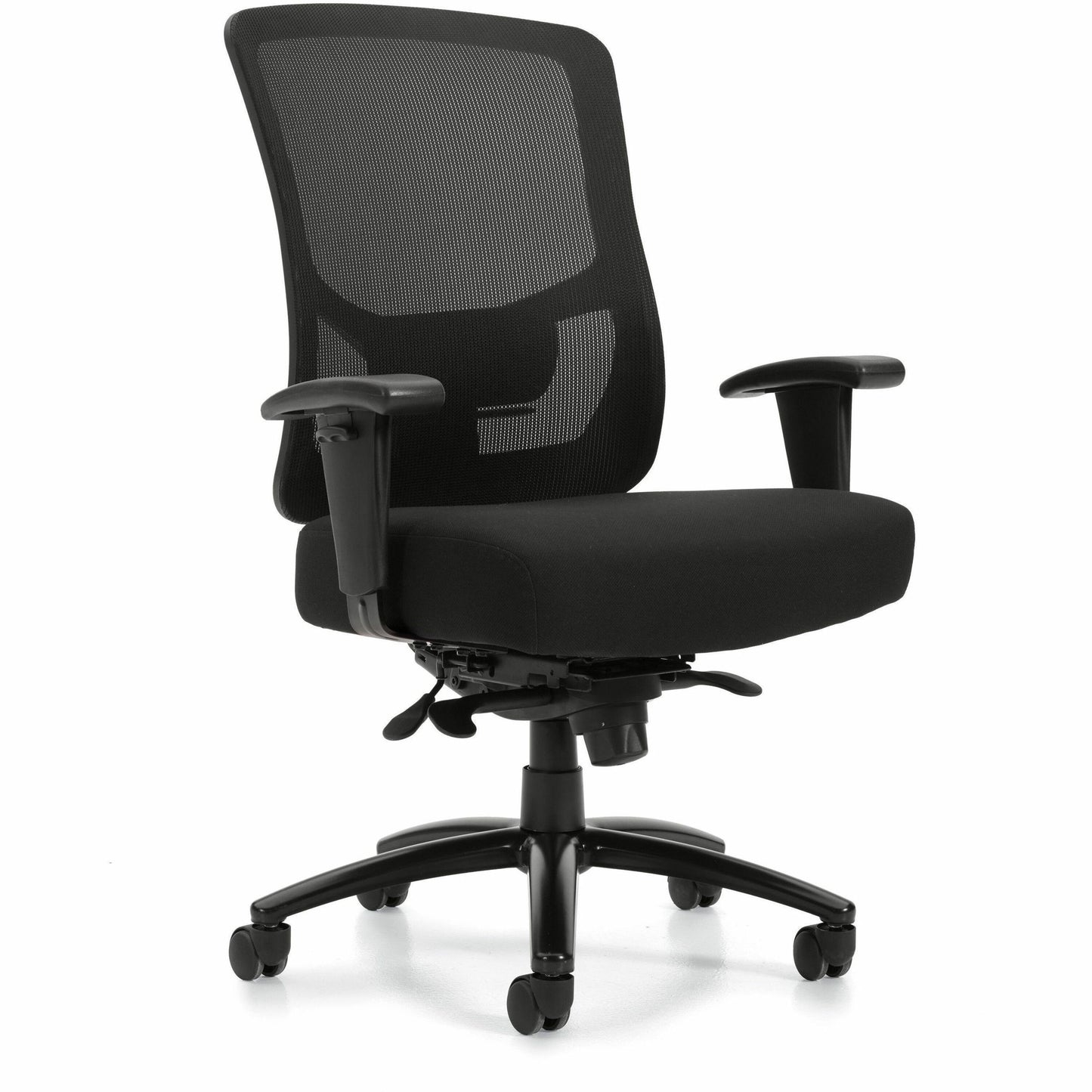 Raven 400 High Back Heavy Duty Synchro-Tilter, Mesh Back and Uph Seat, Black/Black