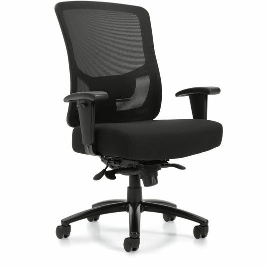 Raven 400 High Back Heavy Duty Synchro-Tilter, Mesh Back and Uph Seat, Black/Black