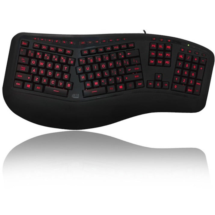 Adesso AKB-150EB Color Illuminated Ergonomic Keyboard - AKB-150EB-FR