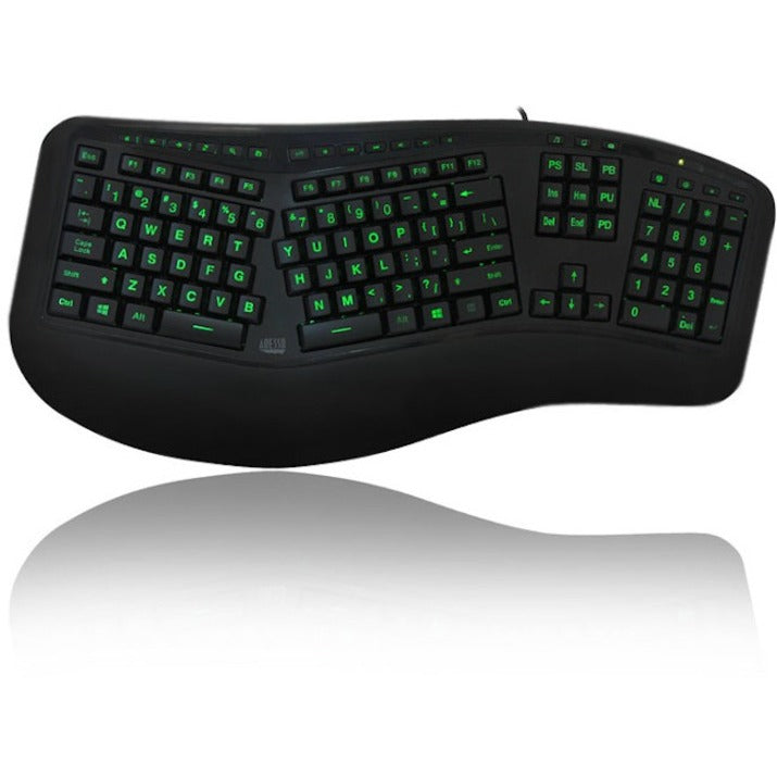 Adesso AKB-150EB Color Illuminated Ergonomic Keyboard - AKB-150EB-FR