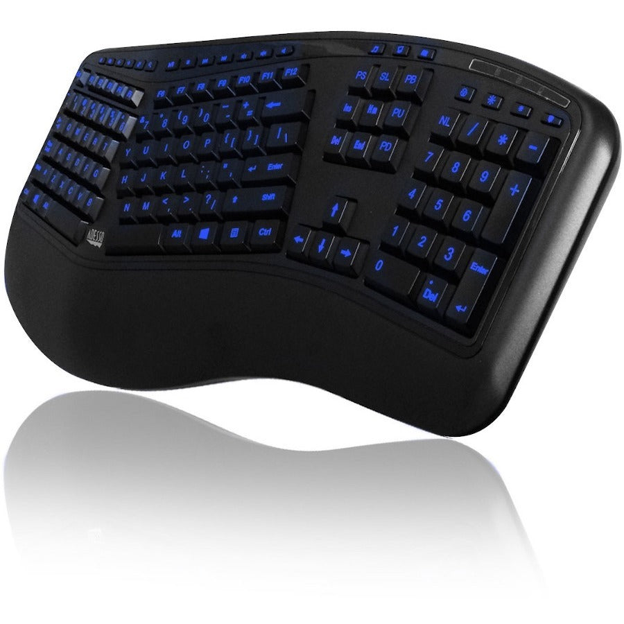 Adesso AKB-150EB Color Illuminated Ergonomic Keyboard - AKB-150EB-FR