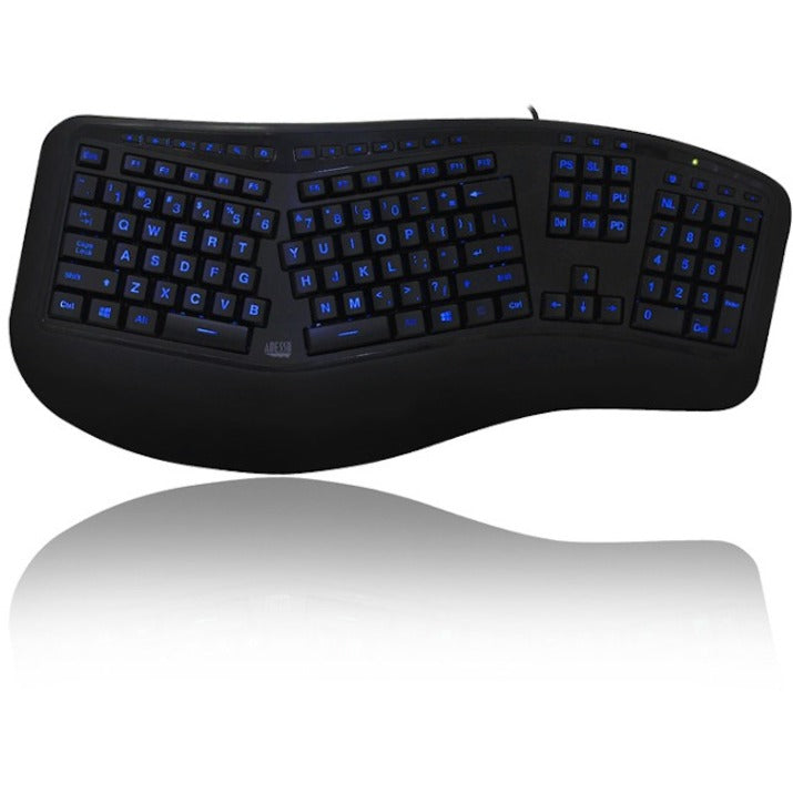 Adesso AKB-150EB Color Illuminated Ergonomic Keyboard - AKB-150EB-FR