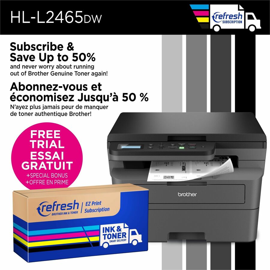 Brother HL-L2465DW Wired & Wireless Laser Multifunction Printer - Monochrome - HLL2465DW