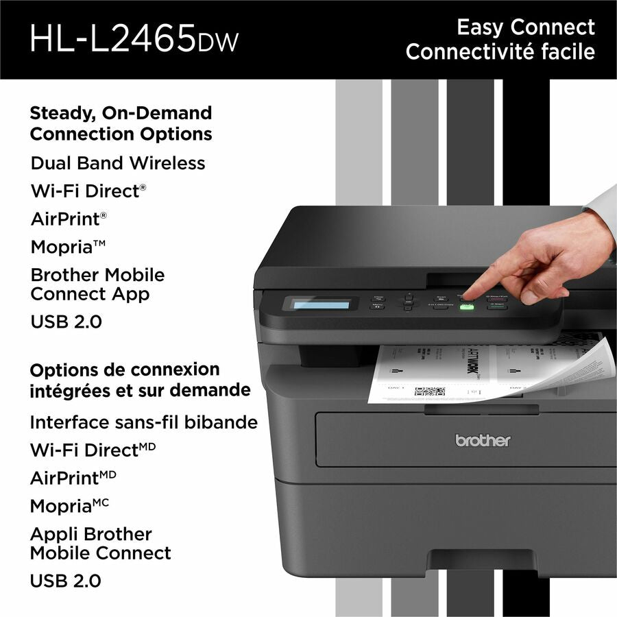 Brother HL-L2465DW Wired & Wireless Laser Multifunction Printer - Monochrome - HLL2465DW