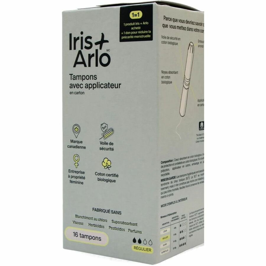 Iris + Arlo 100% Organic Cotton Applicator Tampons - 291-1-2-250-1-5