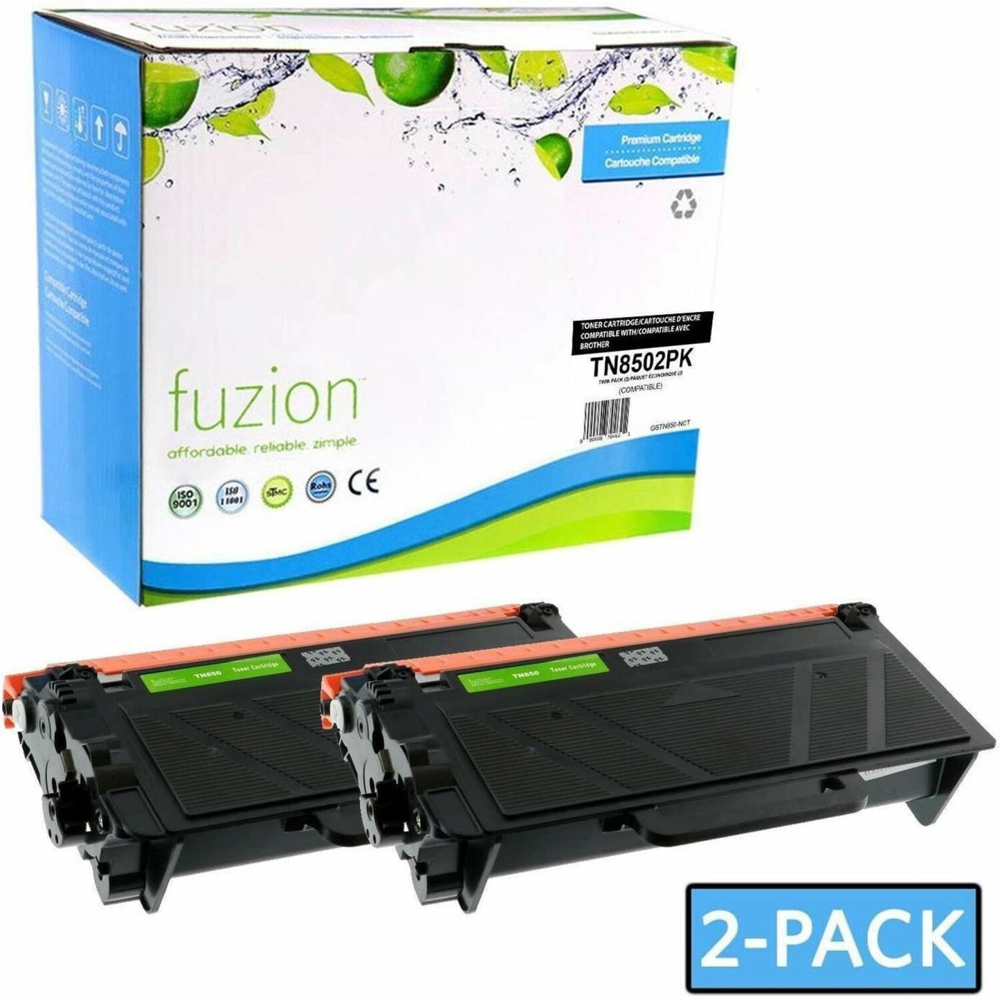 fuzion Compatible Toner High Yield for Brother TN850 - Black (2 Pack)